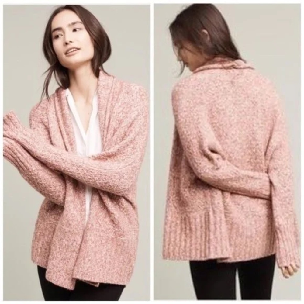 Anthropologie Cardigan Angel of the North Chaucer Pink Open Front Cardigan - Picture 1 of 10
